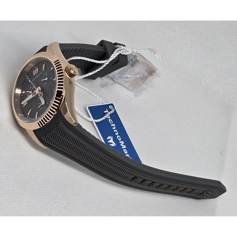 Women's TechnoMarine Rose Gold Gray Textured Dial Silicone Strap Watch 38mm - Picture 3 of 6